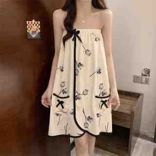 FONOW 샤워가운 프리미엄 여성용 골프가운 소프트 목욕가운 입고 벗기 편함 잠옷, 블랙 로즈, 1개